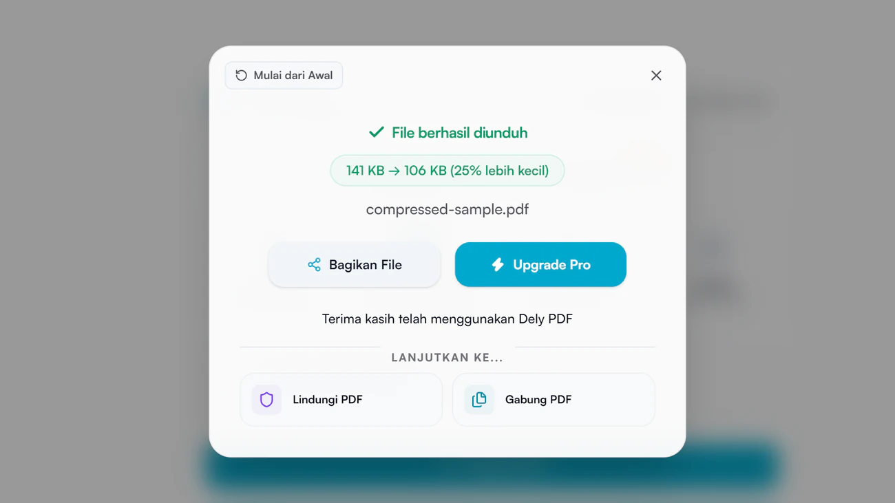 Hasil kompresi yang menunjukkan ukuran file berubah dari 141 KB menjadi 106 KB